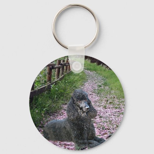 Black Poodle Schlüsselanhänger Blume (Vorderseite)