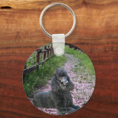 Black Poodle Schlüsselanhänger Blume (Vorderseite)