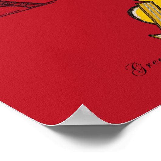 Black Poodle Scooter Poster Print (Ecke)