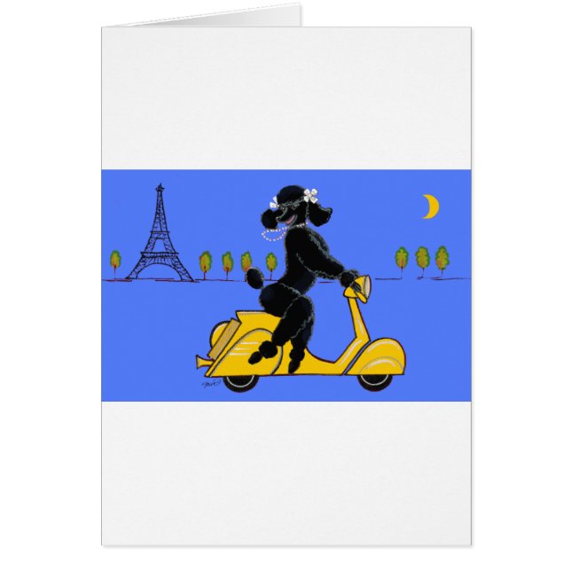 Black Poodle Scooter Retro Eiffelturm (Vorne)