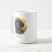 Black Poodle Tasse mit Blumensonnenaufgang Illustr (Vorderseite Links)