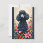 Black Poodle und Blume Note Card Dankeskarte (Vorderseite)