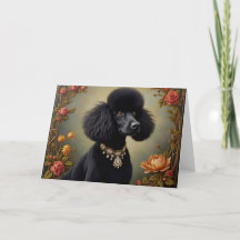 Black Poodle Vintag Black Card