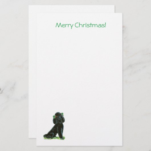 Black Poodle Weihnachten Briefpapier (Vorne/Hinten)