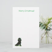 Black Poodle Weihnachten Briefpapier (Stehend Vorderseite)