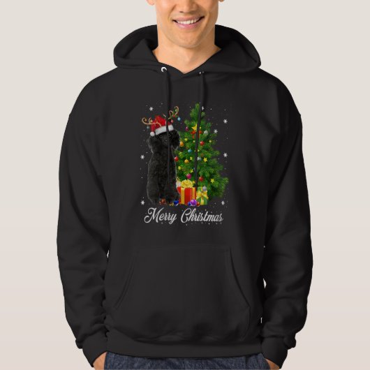 Black Poodle Weihnachtsbaum Lichter Xmas Rein Hoodie (Vorderseite)