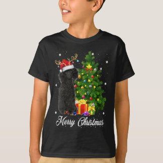 Black Poodle Weihnachtsbaum Lichter Xmas Rein T-Shirt