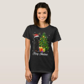 Black Poodle Weihnachtsbaum Lichter Xmas Rein T-Shirt (Vorne ganz)