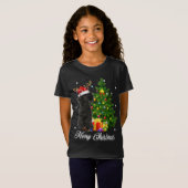 Black Poodle Weihnachtsbaum Lichter Xmas Rein T-Shirt (Vorne ganz)