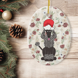 Black Poodle Weihnachtsmann Ornament