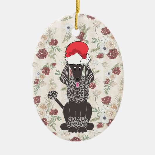 Black Poodle Weihnachtsmann Ornament (Vorne)