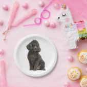 Black Poodle Welpe Hund Hochzeit Geburtstag Pappteller (Party)