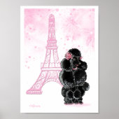 Black Poodle with Pink Eiffel Tower Poster (Vorne)