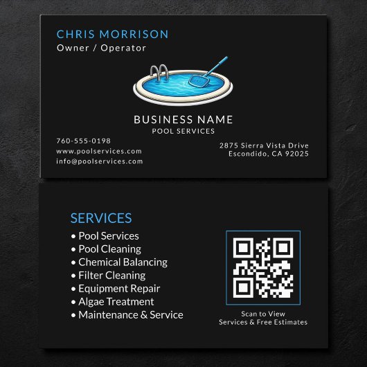 Black Pool Services QR-Code Visitenkarte