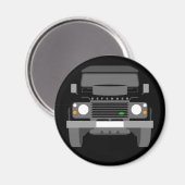 Black Pop Art Classic Land Rover Defender Magnet (Vorderseite/Rückseite)