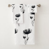 Black Poppies Abstrakte Blume Blumengarten Badhandtuch Set (Insitu)