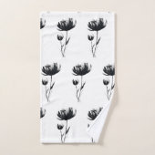 Black Poppies Abstrakte Blume Blumengarten Badhandtuch Set (Handtuch)