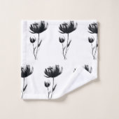 Black Poppies Abstrakte Blume Blumengarten Badhandtuch Set (Waschlappen)