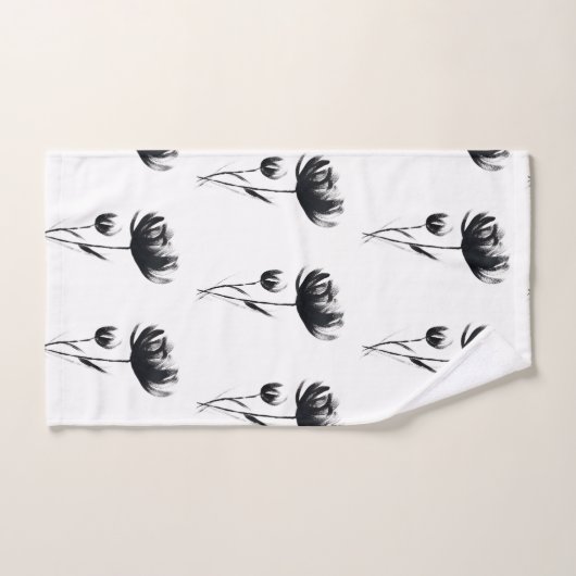 Black Poppies Abstrakte Blume Blumengarten Badhandtuch Set (Handtuch)