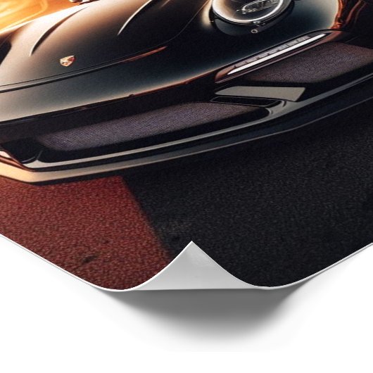 Black Porsche Sunset Poster (Ecke)
