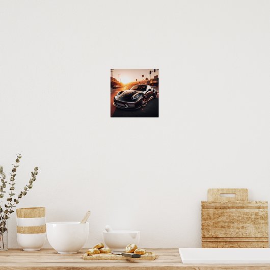 Black Porsche Sunset Poster (Küche)
