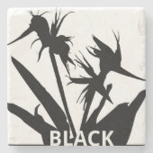 BLACK - Posavasos con Flor del paraíso en negro Steinuntersetzer (Vorderseite)