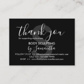 Black Post Body Sculpting Aftercare Vielen Dank Visitenkarte (Vorderseite)