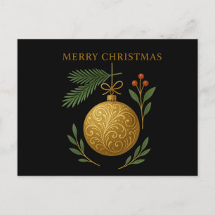 Black Post Card - Frohe Weihnachten Gold Ornament Postkarte