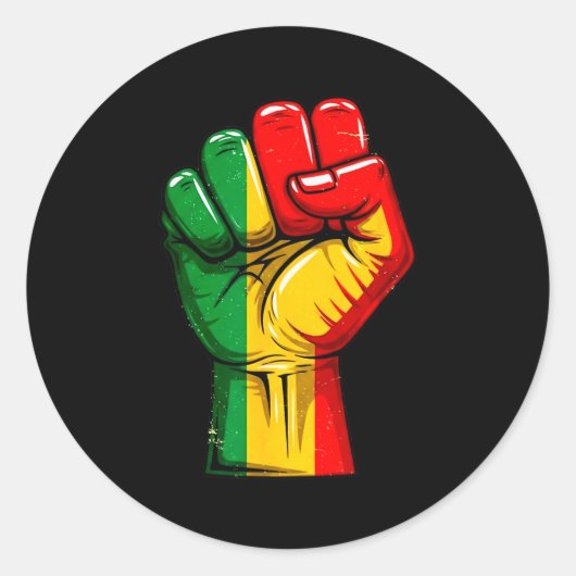Black Power Fist Pan African Flag Raised Pride  Runder Aufkleber (Vorderseite)