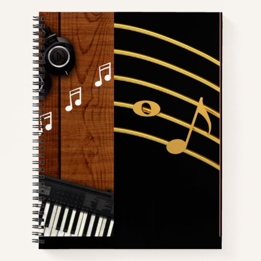 Black Practice Musical Note Design Spiral Notebook Notizblock (Vorderseite)