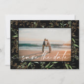 Black Premium Modern Boho Golden Eukalyptus Save The Date (Vorderseite)