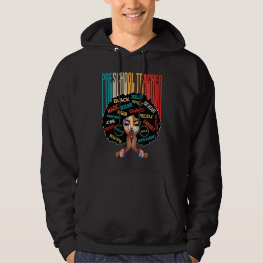 Black Preschool Teacher Afro Melanin African Ameri Hoodie (Vorderseite)