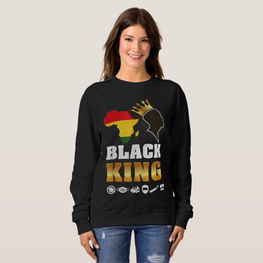 Black Pride King Definition  African Plus Size Gra Sweatshirt (Vorne ganz)