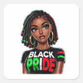 Black Pride Lady Quadratischer Aufkleber (Vorderseite)