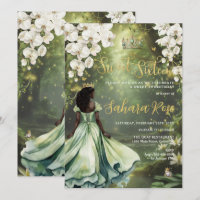 Black Princess and Frog Sage Green Dress Sweet 16