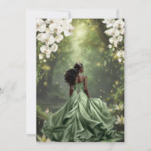 Black Princess and Frog Sage Green Dress Sweet 16 Einladung (Rückseite)