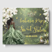 Black Princess and Frog Sage Green Dress Sweet 16 Gästebuch (Vorderseite)