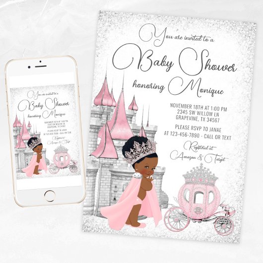 Black Princess Baby Dusche Einladung