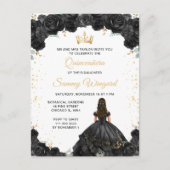 Black Princess Floral Quinceañera Postkarte (Vorderseite)