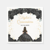 Black Princess Floral Quinceañera Serviette (Vorderseite)