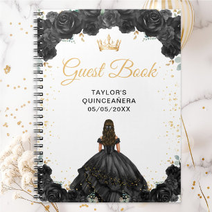 Black Princess Quinceañera Gästebuch Notizblock