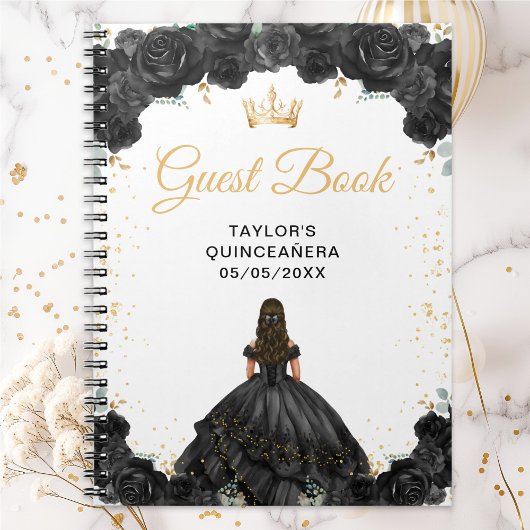 Black Princess Quinceañera Gästebuch Notizblock