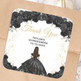 Black Princess Quinceañera Vielen Dank Quadratischer Aufkleber