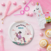 Black Princess Riding Unicorn Paper Plate Pappteller (Party)