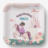 Black Princess Riding Unicorn Square Papierplatte Pappteller (Vorderseite)