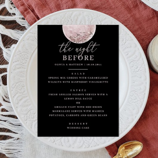 Black Probe Dinner | Weichrosa Blush Moon Menükarte