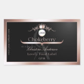 Black Product Label Rose Gold Frame Logo Monogram Rechteckiger Aufkleber (Vorderseite)