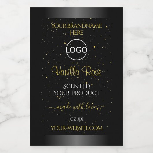 Black Product Labels Gold Soft Glitzer mit Logo Lebensmitteletikett (Einzelnes Label)