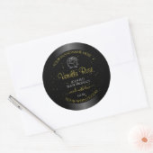 Black Product Labels Soft Gold Glitzer Floral Rose Runder Aufkleber (Umschlag)
