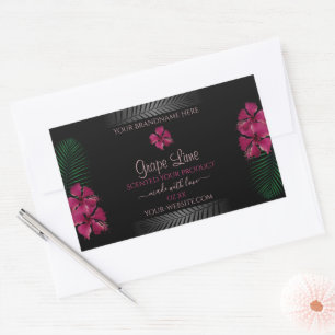 Black Product Labels Wine Red Hawaiian Blume Rechteckiger Aufkleber